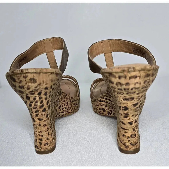 Born Crown BRONZE Leather SANDALS Cork Wedge Strappy Women’s Size 9 Boho - Picture 8 of 11